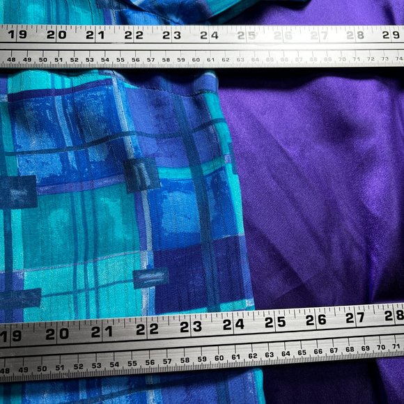 VTGπLong Aqua Blue Viscose Blouse with Short Sleeves - Picture 10 of 13